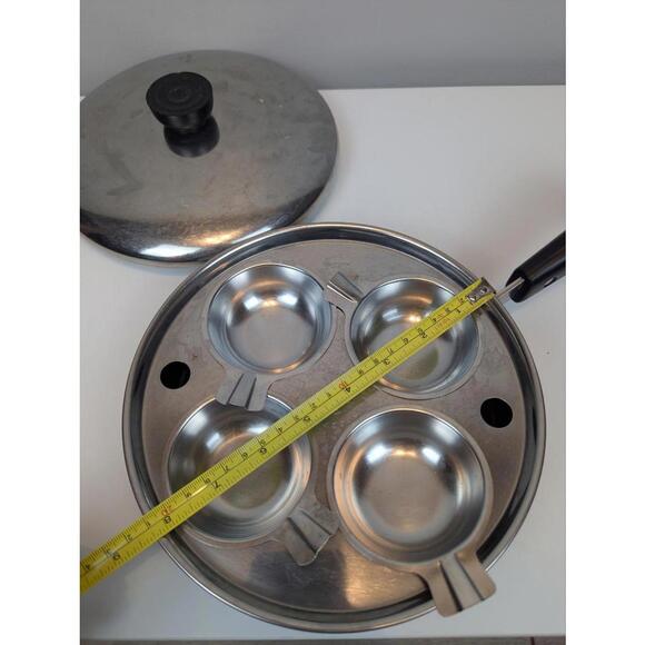 Revere Ware 8" Skillet Steel Copper Frying Pan Poacher Lid Pre 1968 Mint - Picture 6 of 9